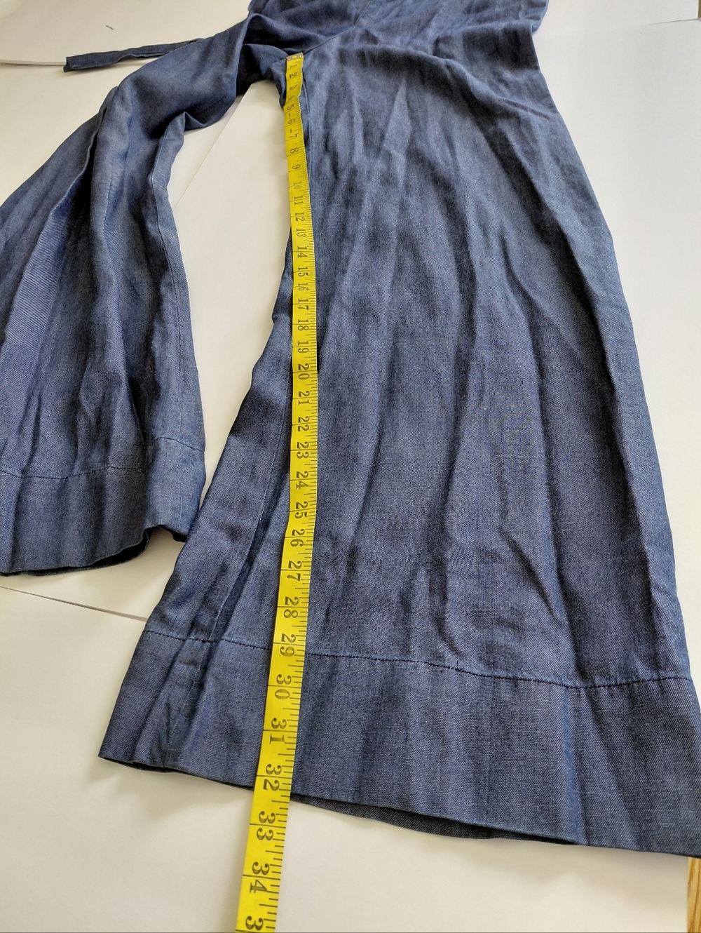 ELEVENSES- By Anthropologie Women's  Sz 6 Denim Look Halter Jumpsuit Blue, Flare - Picture 9 of 12